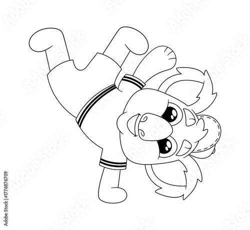 Koala dancer making handstand movement