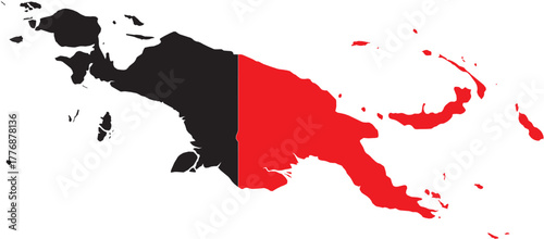 Vector Map of Papua New Guinea on the Island of New Guinea