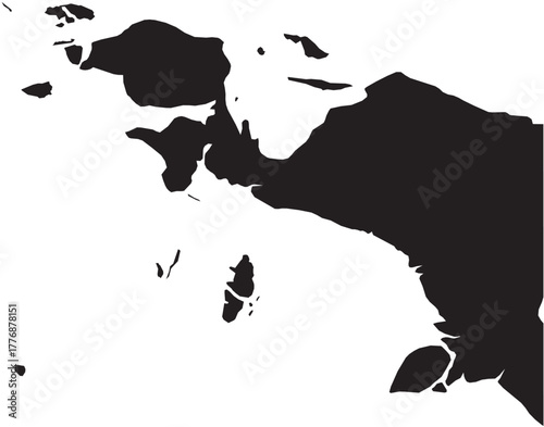 Vector Map of Western Papua New Guinea Isolated Silhouette 