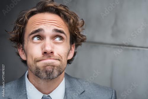 Businessman raising eyebrows with a sarcastic smirk, expressing amused disbelief in a subtle reaction.