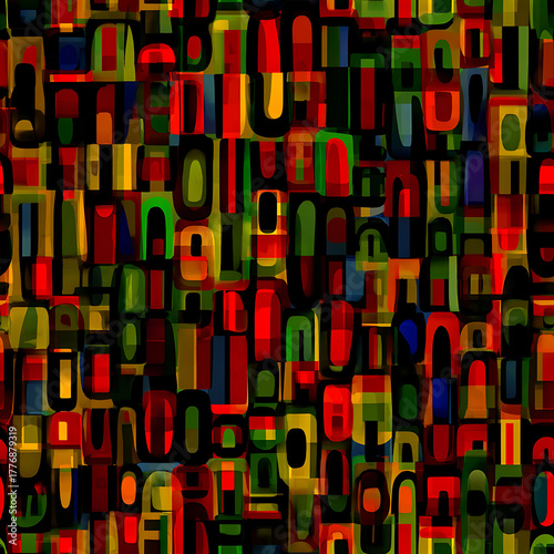 Vibrant Geometric Abstract Seamless Tile Pattern