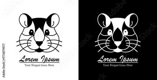 Hamster head logo design with modern semi-line art style
