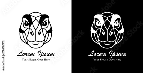 Dinosaur head logo design with modern semi-line art style