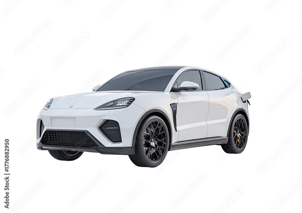 Obraz premium White SUV, modern design, sporty stance