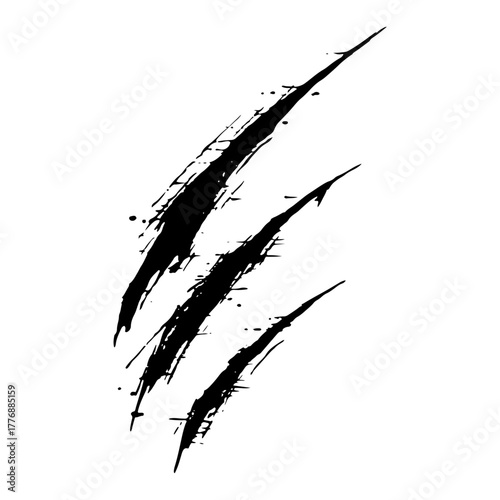 Three diagonal claw scratch marks grunge slash effect vector illustration