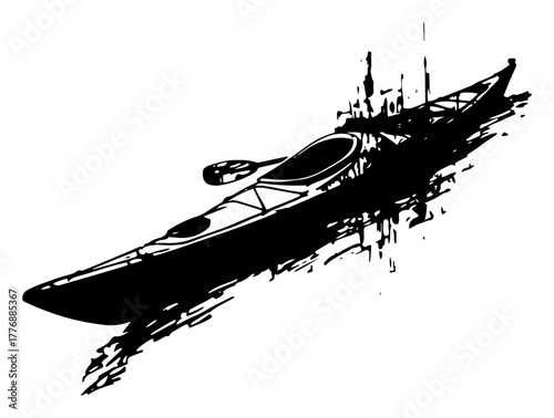 Dynamic Kayak and Paddle Grunge Vector Illustration for Water Sport
