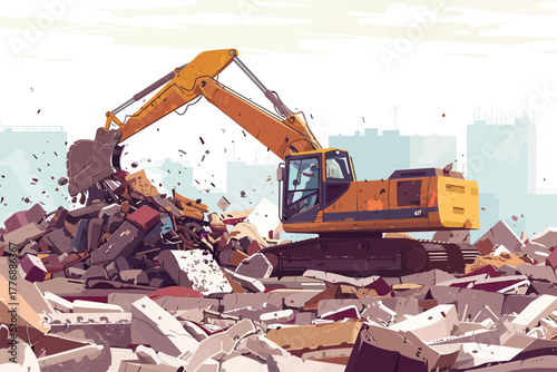 Construction Debris Site Industrial Waste Management isolated illustration
