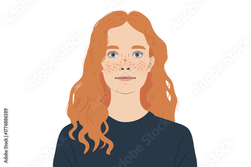 Business headshot of teen girl vlogger wardrobe isolated