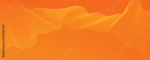 Vector abstract background with dynamic orange waves, lines and particles. Eps10