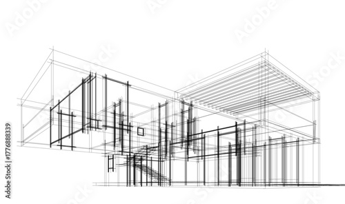 House sketch architectural 3d rendering