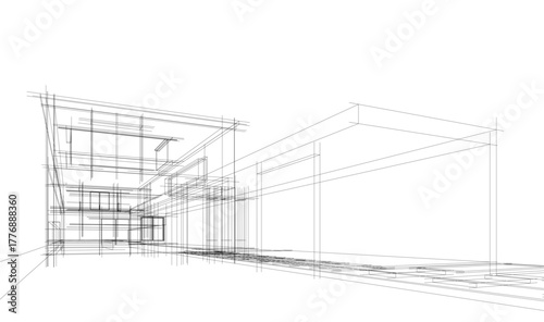 House sketch architectural 3d rendering