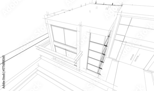 House sketch architectural 3d rendering