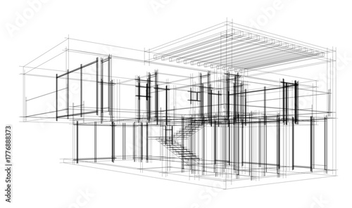 House sketch architectural 3d rendering