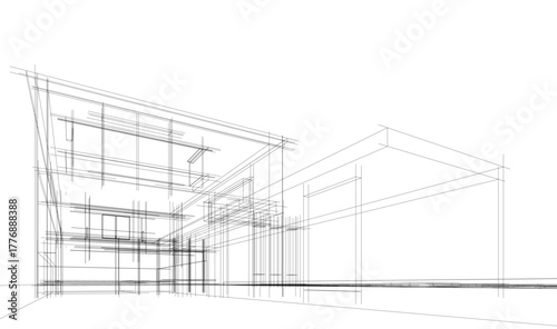 House sketch architectural 3d rendering