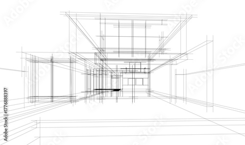 House sketch architectural 3d rendering