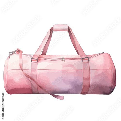 Pink Watercolor Gym Bag Vector Illustration
