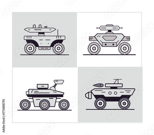 Autonomous Combat Vehicle Vector Pack – AI Controlled Army Machines Illustration