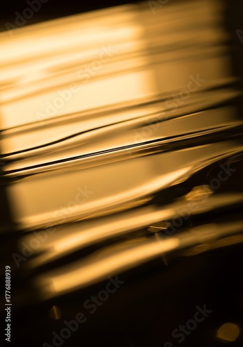 Abstract golden waves, elegant and luxurious metallic surface design