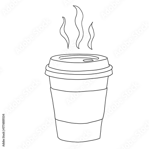 紙コップから白い湯気が立ち上るシンプルな線画