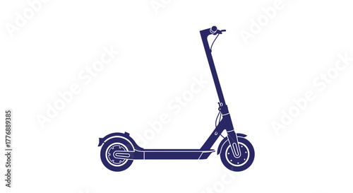 Simple blue illustration of a modern electric scooter in profile view