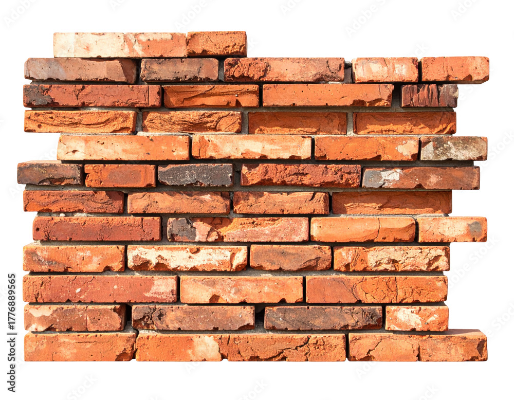 Obraz premium Detailed Red and Brown Brick Wall Texture with Vintage Appeal and Rough Surface for Design Projects