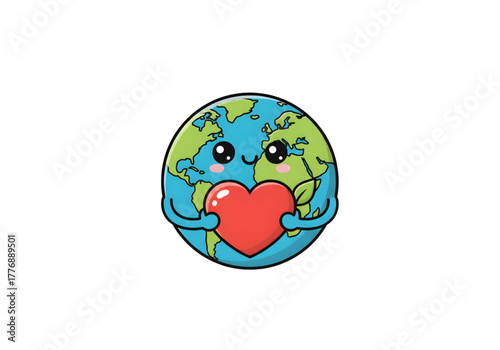 Earth's Tender Embrace: A heartwarming illustration of Earth cradling a heart, symbolizing the need for care and the importance of ecological balance.