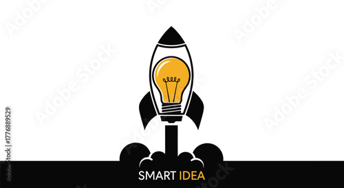 A rocket ship design incorporating a glowing light bulb as its core