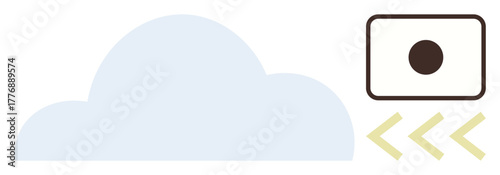 Cloud shape with file upload icon and arrows indicating data transfer or movement. Ideal for technology, cloud computing, data storage, digital transfer, connectivity, innovation, communication