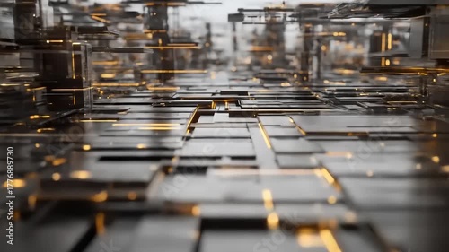 Intricate Network: Abstract Visualization of Interconnected Technology and Data Transmission in a Futuristic Setting with Illuminated Pathways