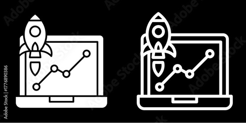 Market Launch  Icon Set White Mix Style Collection