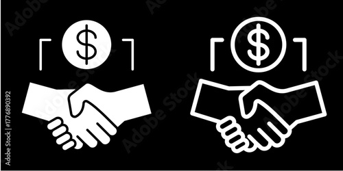 Funding Handshake  Icon Set White Mix Style Collection