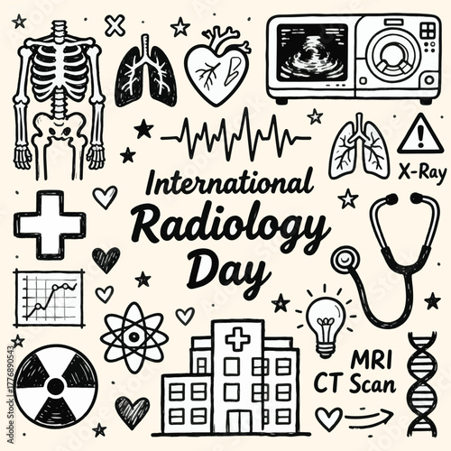 Doodle Vector of International Radiology Day
