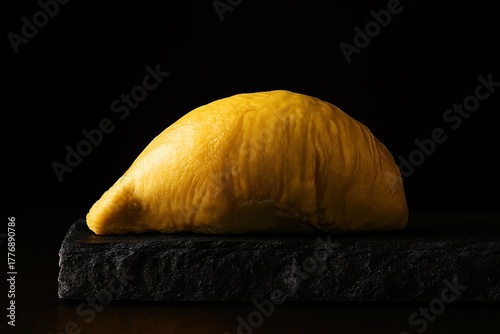 Extreme Close-up of a Whole Durian, The King of Fruits, Showing Spiky Shel