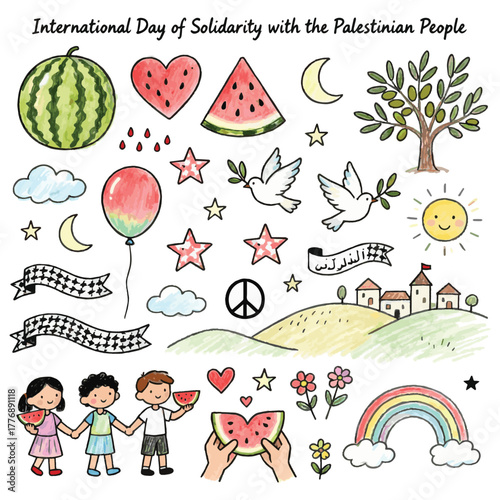 Doodle Vector of International Day of Solidarity with the Palestinian People