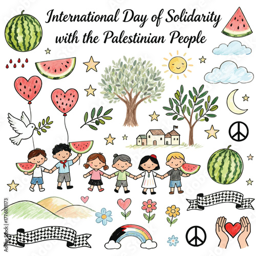 Doodle Vector of International Day of Solidarity with the Palestinian People