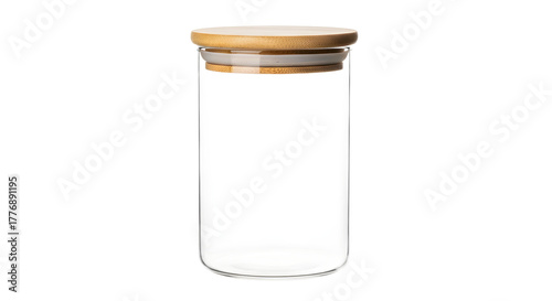 Clear glass jar with bamboo lid