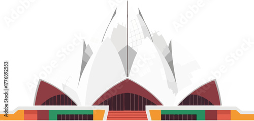 Lotus Temple Bahai House of Worship New Delhi — Iconic White Marble Architecture with Petal Design and Peaceful Surroundings