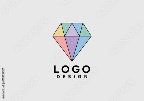 A geometric diamond logo in soft pastel colors symbolizes elegance and creativity, perfect for brands looking to make a lasting impression in a stylish way.