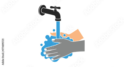 Hands under faucet with flowing water representing hygiene and cleanliness