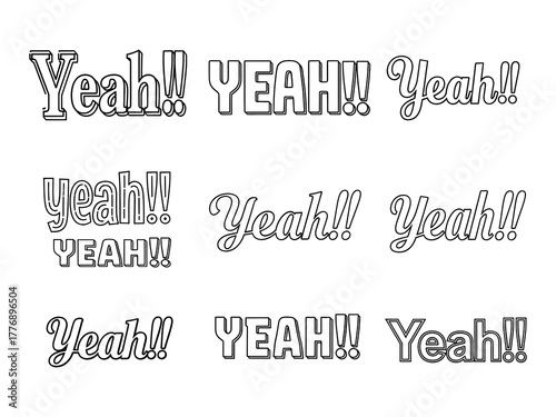 'Yeah!!' Exclamation Typography Outlines
