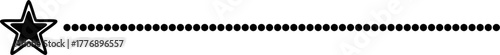 A simple black graphic element featuring a five-pointed star followed by a horizontal dotted line separator on a white background.