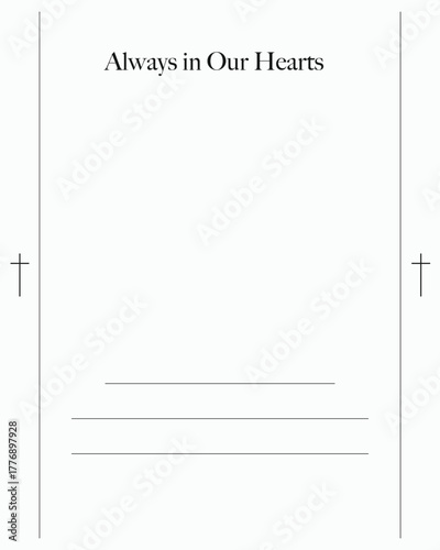 Classic Memorial Template with White Background and Leaves