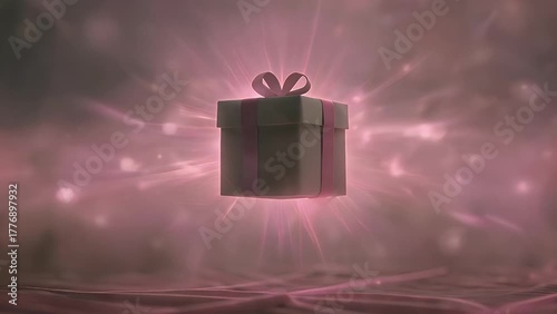 Image of an Invisible Transparent Gift Box Isolated on a Solid Pink Background for Design