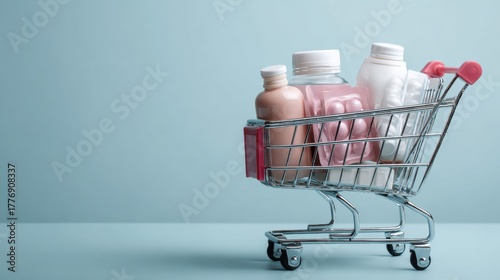Wallpaper Mural Shopping cart with medicine bottles and pills Torontodigital.ca