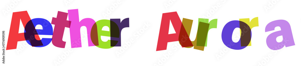 Fototapeta premium Dynamic aether aurora 3d text overlap with vibrant color gradients and modern typography