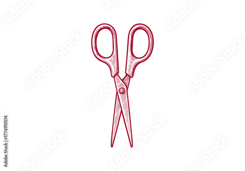 Scissor hand drawn simple engraved vector illustration