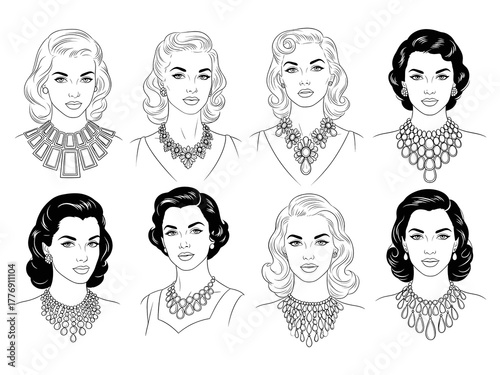 Glamorous Vintage Woman Wearing a Statement Necklace
