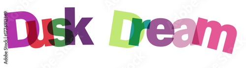 Dynamic 3d text overlap with dusk dream color palette and helvetica courier typography