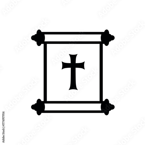 Christian Cross Symbol on an Ancient Scroll.