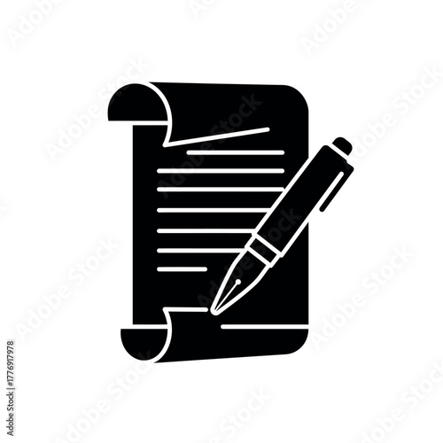 Document creation with pen writing process signing contract paperwork.
